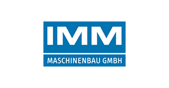 A blue and white logo of imm